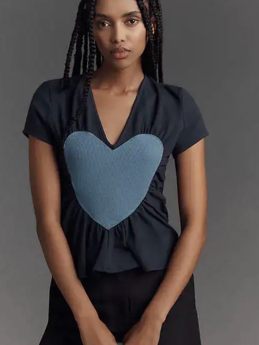 Anthropologie Maeve heart v-neck shirt